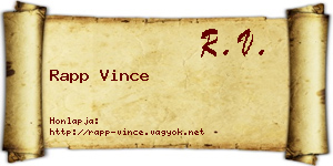 Rapp Vince névjegykártya
